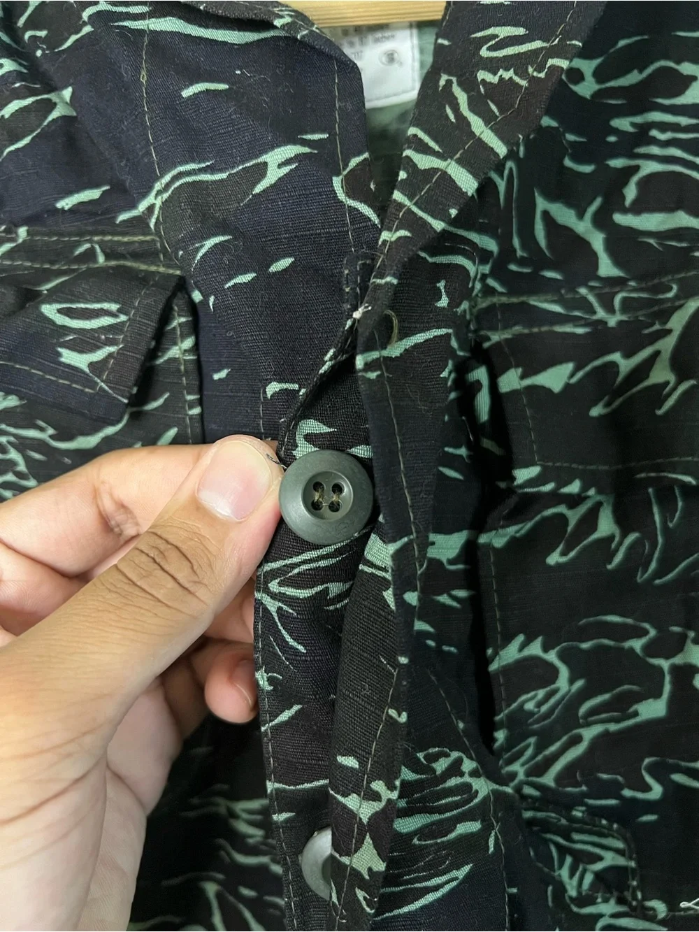 Vintage 80s Post Vietnam War Royal Thai Army "Shadow Tiger" Stripe Camo Shirt L - Picture 3 of 12